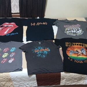 6 Classic Rock Band Tees Collection - Black, Gray,
